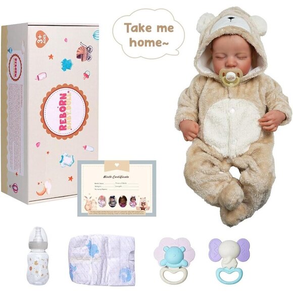 🆕17 Inch Boy Full Body Vinyl Soft Lifelike Realistic New bron Reborn Baby Doll - Picture 8 of 9